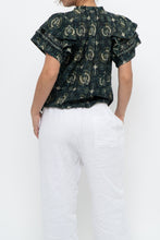 Load image into Gallery viewer, ULLA JOHNSON x Green Floral Cotton Short Sleeve Blouse (XS, S)