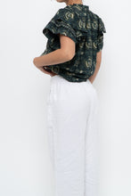 Load image into Gallery viewer, ULLA JOHNSON x Green Floral Cotton Short Sleeve Blouse (XS, S)