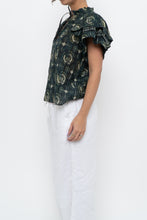 Load image into Gallery viewer, ULLA JOHNSON x Green Floral Cotton Short Sleeve Blouse (XS, S)