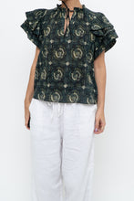 Load image into Gallery viewer, ULLA JOHNSON x Green Floral Cotton Short Sleeve Blouse (XS, S)