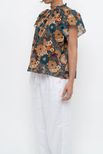 Load image into Gallery viewer, TROVATA x BIRDS OF PARADISE x Teal Floral Cotton Short Sleeve Blouse (XS, S)