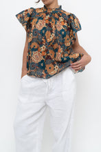Load image into Gallery viewer, TROVATA x BIRDS OF PARADISE x Teal Floral Cotton Short Sleeve Blouse (XS, S)