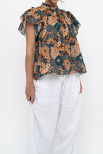 Load image into Gallery viewer, TROVATA x BIRDS OF PARADISE x Teal Floral Cotton Short Sleeve Blouse (XS, S)