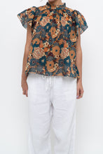 Load image into Gallery viewer, TROVATA x BIRDS OF PARADISE x Teal Floral Cotton Short Sleeve Blouse (XS, S)