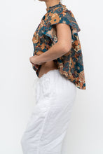 Load image into Gallery viewer, TROVATA x BIRDS OF PARADISE x Teal Floral Cotton Short Sleeve Blouse (XS, S)