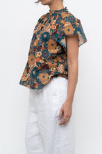 Load image into Gallery viewer, TROVATA x BIRDS OF PARADISE x Teal Floral Cotton Short Sleeve Blouse (XS, S)