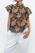 Load image into Gallery viewer, TROVATA x BIRDS OF PARADISE x Teal Floral Cotton Short Sleeve Blouse (XS, S)