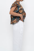 Load image into Gallery viewer, TROVATA x BIRDS OF PARADISE x Teal Floral Cotton Short Sleeve Blouse (XS, S)