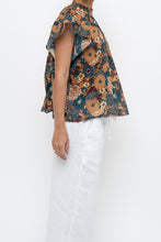 Load image into Gallery viewer, TROVATA x BIRDS OF PARADISE x Teal Floral Cotton Short Sleeve Blouse (XS, S)