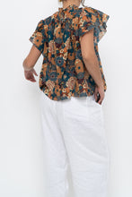 Load image into Gallery viewer, TROVATA x BIRDS OF PARADISE x Teal Floral Cotton Short Sleeve Blouse (XS, S)