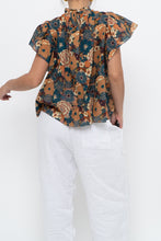 Load image into Gallery viewer, TROVATA x BIRDS OF PARADISE x Teal Floral Cotton Short Sleeve Blouse (XS, S)