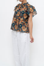 Load image into Gallery viewer, TROVATA x BIRDS OF PARADISE x Teal Floral Cotton Short Sleeve Blouse (XS, S)