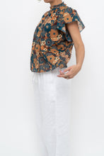 Load image into Gallery viewer, TROVATA x BIRDS OF PARADISE x Teal Floral Cotton Short Sleeve Blouse (XS, S)