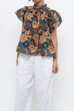 Load image into Gallery viewer, TROVATA x BIRDS OF PARADISE x Teal Floral Cotton Short Sleeve Blouse (XS, S)
