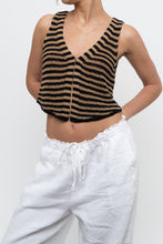 Load image into Gallery viewer, THE WORKSHOP x Black, Tan Striped Knit Cropped Vest (XS, S)
