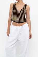 Load image into Gallery viewer, THE WORKSHOP x Black, Tan Striped Knit Cropped Vest (XS, S)