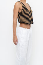 Load image into Gallery viewer, THE WORKSHOP x Black, Tan Striped Knit Cropped Vest (XS, S)