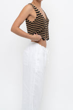 Load image into Gallery viewer, THE WORKSHOP x Black, Tan Striped Knit Cropped Vest (XS, S)