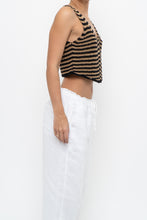 Load image into Gallery viewer, THE WORKSHOP x Black, Tan Striped Knit Cropped Vest (XS, S)