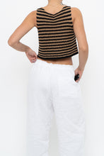 Load image into Gallery viewer, THE WORKSHOP x Black, Tan Striped Knit Cropped Vest (XS, S)