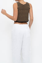 Load image into Gallery viewer, THE WORKSHOP x Black, Tan Striped Knit Cropped Vest (XS, S)
