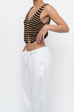 Load image into Gallery viewer, THE WORKSHOP x Black, Tan Striped Knit Cropped Vest (XS, S)