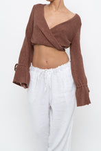 Load image into Gallery viewer, WHITE FOX x Brown Long Sleeve Knit Crop (XS, S)