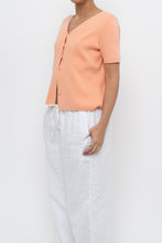 Load image into Gallery viewer, Vintage x Peach Ribbed Short Sleeve Knit Cardigan (S, M)