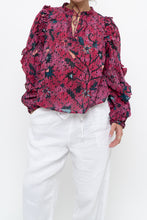 Load image into Gallery viewer, ULLA JOHNSON x Pink Patterned Long Sleeve Cotton-blend Blouse (XS, S)