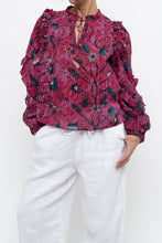 Load image into Gallery viewer, ULLA JOHNSON x Pink Patterned Long Sleeve Cotton-blend Blouse (XS, S)