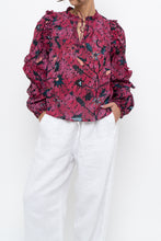 Load image into Gallery viewer, ULLA JOHNSON x Pink Patterned Long Sleeve Cotton-blend Blouse (XS, S)