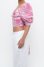 Load image into Gallery viewer, MAEVE x Pink, White Floral Back Tie Crop (M)