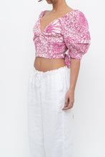 Load image into Gallery viewer, MAEVE x Pink, White Floral Back Tie Crop (M)
