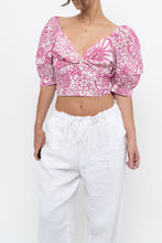 Load image into Gallery viewer, MAEVE x Pink, White Floral Back Tie Crop (M)