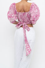 Load image into Gallery viewer, MAEVE x Pink, White Floral Back Tie Crop (M)