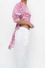 Load image into Gallery viewer, MAEVE x Pink, White Floral Back Tie Crop (M)