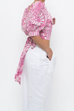 Load image into Gallery viewer, MAEVE x Pink, White Floral Back Tie Crop (M)