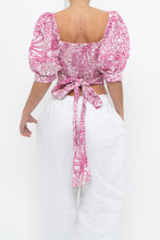 Load image into Gallery viewer, MAEVE x Pink, White Floral Back Tie Crop (M)