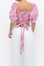Load image into Gallery viewer, MAEVE x Pink, White Floral Back Tie Crop (M)