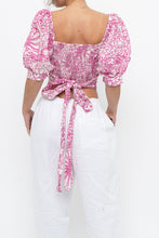 Load image into Gallery viewer, MAEVE x Pink, White Floral Back Tie Crop (M)