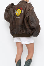 Load image into Gallery viewer, Vintage x Made in Korea x Deadstock HARD ROCK HOTEL Brown Leather Bomber (S-L)