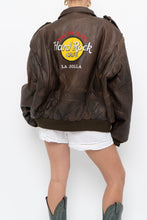 Load image into Gallery viewer, Vintage x Made in Korea x Deadstock HARD ROCK HOTEL Brown Leather Bomber (S-L)