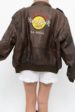 Load image into Gallery viewer, Vintage x Made in Korea x Deadstock HARD ROCK HOTEL Brown Leather Bomber (S-L)