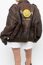Load image into Gallery viewer, Vintage x Made in Korea x Deadstock HARD ROCK HOTEL Brown Leather Bomber (S-L)