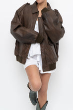 Load image into Gallery viewer, Vintage x Made in Korea x Deadstock HARD ROCK HOTEL Brown Leather Bomber (S-L)