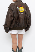 Load image into Gallery viewer, Vintage x Made in Korea x Deadstock HARD ROCK HOTEL Brown Leather Bomber (S-L)