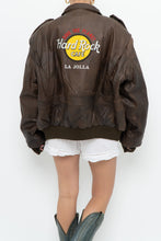 Load image into Gallery viewer, Vintage x Made in Korea x Deadstock HARD ROCK HOTEL Brown Leather Bomber (S-L)