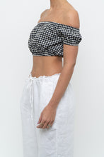 Load image into Gallery viewer, WILFRED x Black Gingham Off-Shoulder Cropped Babydoll Top (XS, S)