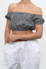 Load image into Gallery viewer, WILFRED x Black Gingham Off-Shoulder Cropped Babydoll Top (XS, S)