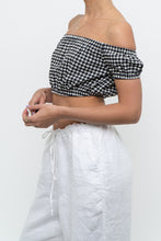Load image into Gallery viewer, WILFRED x Black Gingham Off-Shoulder Cropped Babydoll Top (XS, S)